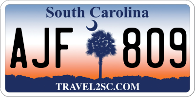 SC license plate AJF809