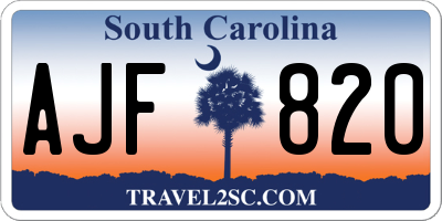 SC license plate AJF820