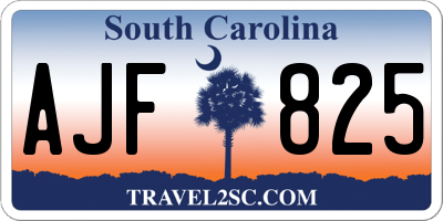 SC license plate AJF825