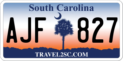 SC license plate AJF827
