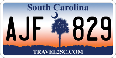 SC license plate AJF829