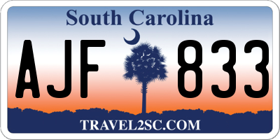 SC license plate AJF833