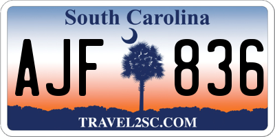 SC license plate AJF836