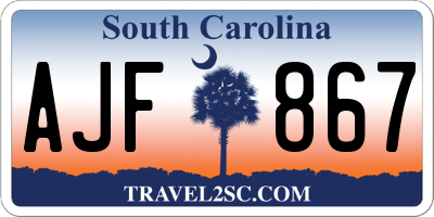 SC license plate AJF867