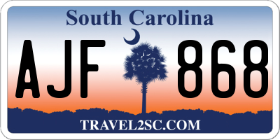SC license plate AJF868