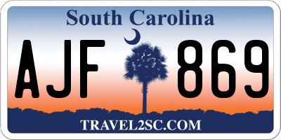 SC license plate AJF869