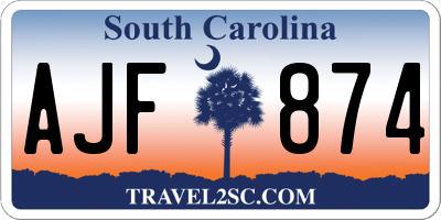 SC license plate AJF874
