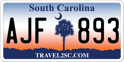 SC license plate AJF893
