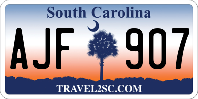 SC license plate AJF907