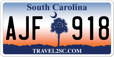 SC license plate AJF918