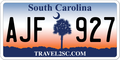 SC license plate AJF927