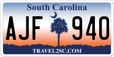 SC license plate AJF940