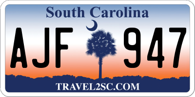 SC license plate AJF947