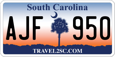 SC license plate AJF950