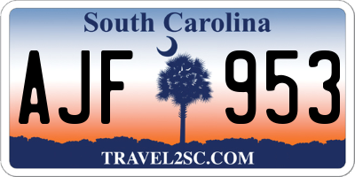 SC license plate AJF953