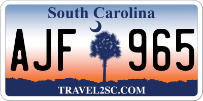 SC license plate AJF965