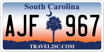 SC license plate AJF967