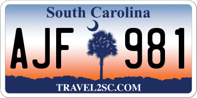 SC license plate AJF981