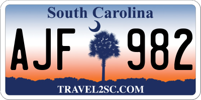 SC license plate AJF982