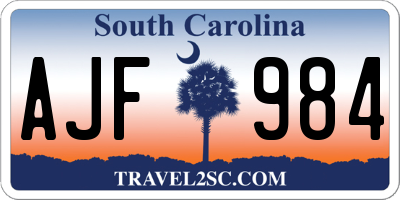 SC license plate AJF984