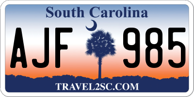 SC license plate AJF985