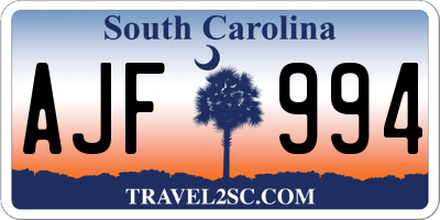 SC license plate AJF994