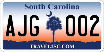 SC license plate AJG002