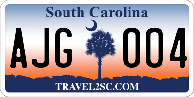 SC license plate AJG004