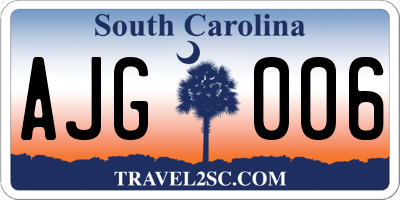 SC license plate AJG006
