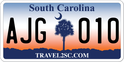 SC license plate AJG010