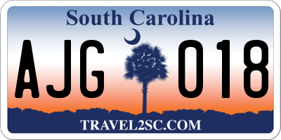 SC license plate AJG018