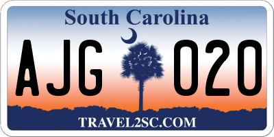 SC license plate AJG020