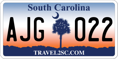 SC license plate AJG022