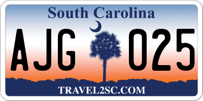 SC license plate AJG025
