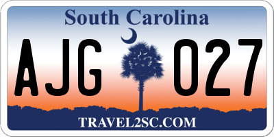 SC license plate AJG027