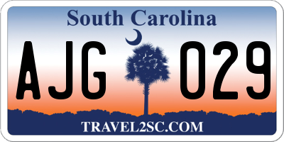 SC license plate AJG029