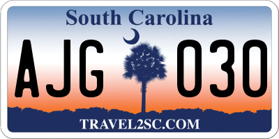 SC license plate AJG030