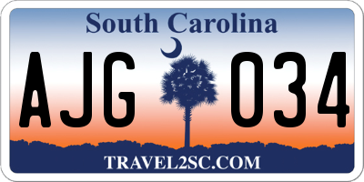 SC license plate AJG034