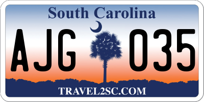 SC license plate AJG035