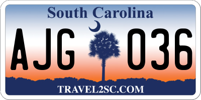SC license plate AJG036