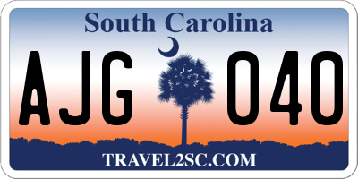 SC license plate AJG040