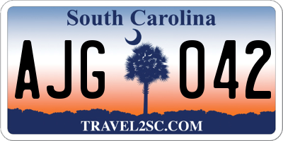 SC license plate AJG042