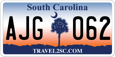 SC license plate AJG062