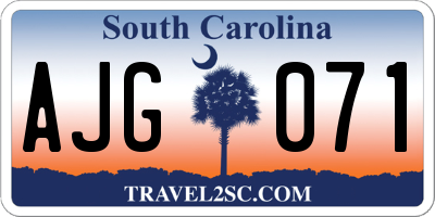 SC license plate AJG071