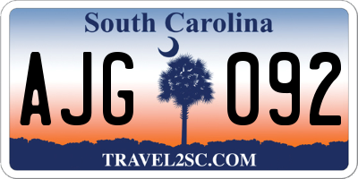 SC license plate AJG092