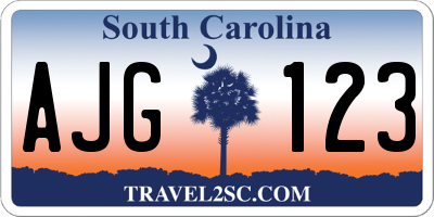 SC license plate AJG123