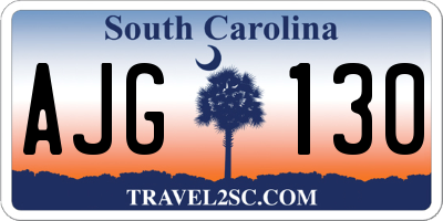 SC license plate AJG130
