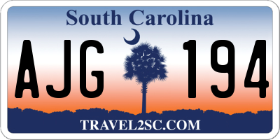 SC license plate AJG194