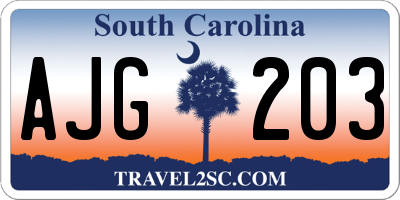 SC license plate AJG203