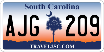 SC license plate AJG209